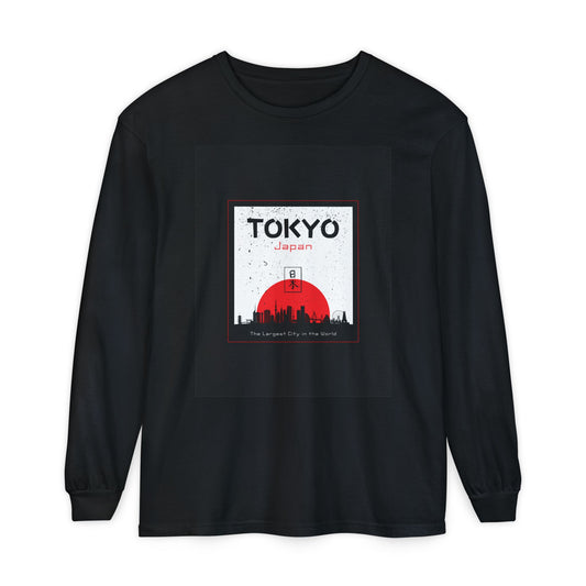 Long Sleeve T-Shirt Tokyo Cityscape Design